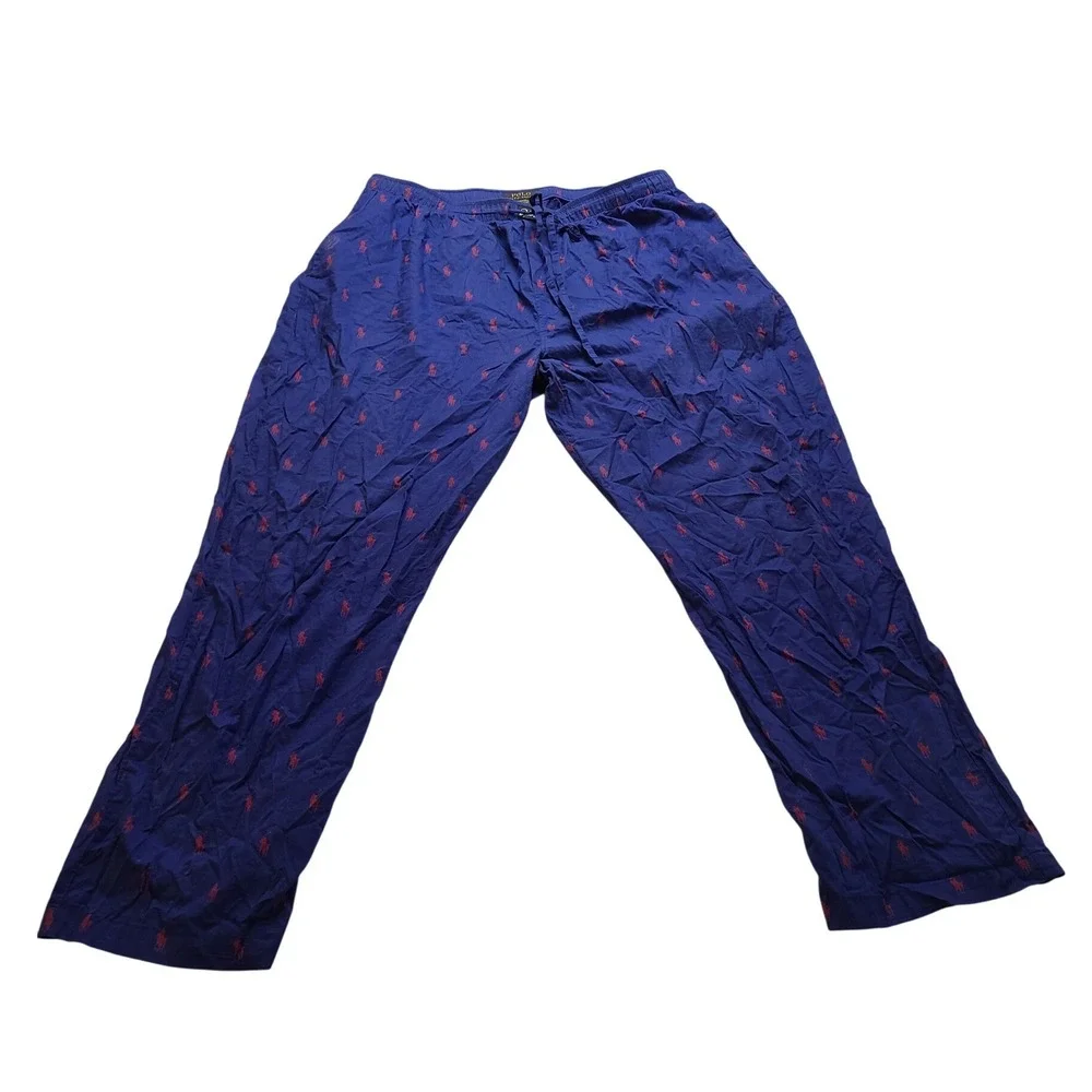 Polo Ralph Lauren Blue Red Pony‎ Logo Pajama Pants Men's XL Sleepwear
